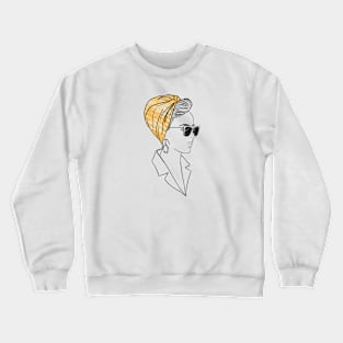 Retro fashion girl in orange turban and sunglasses Crewneck Sweatshirt